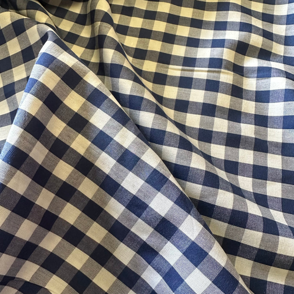Tencel Viscose gingham - Navy Blue