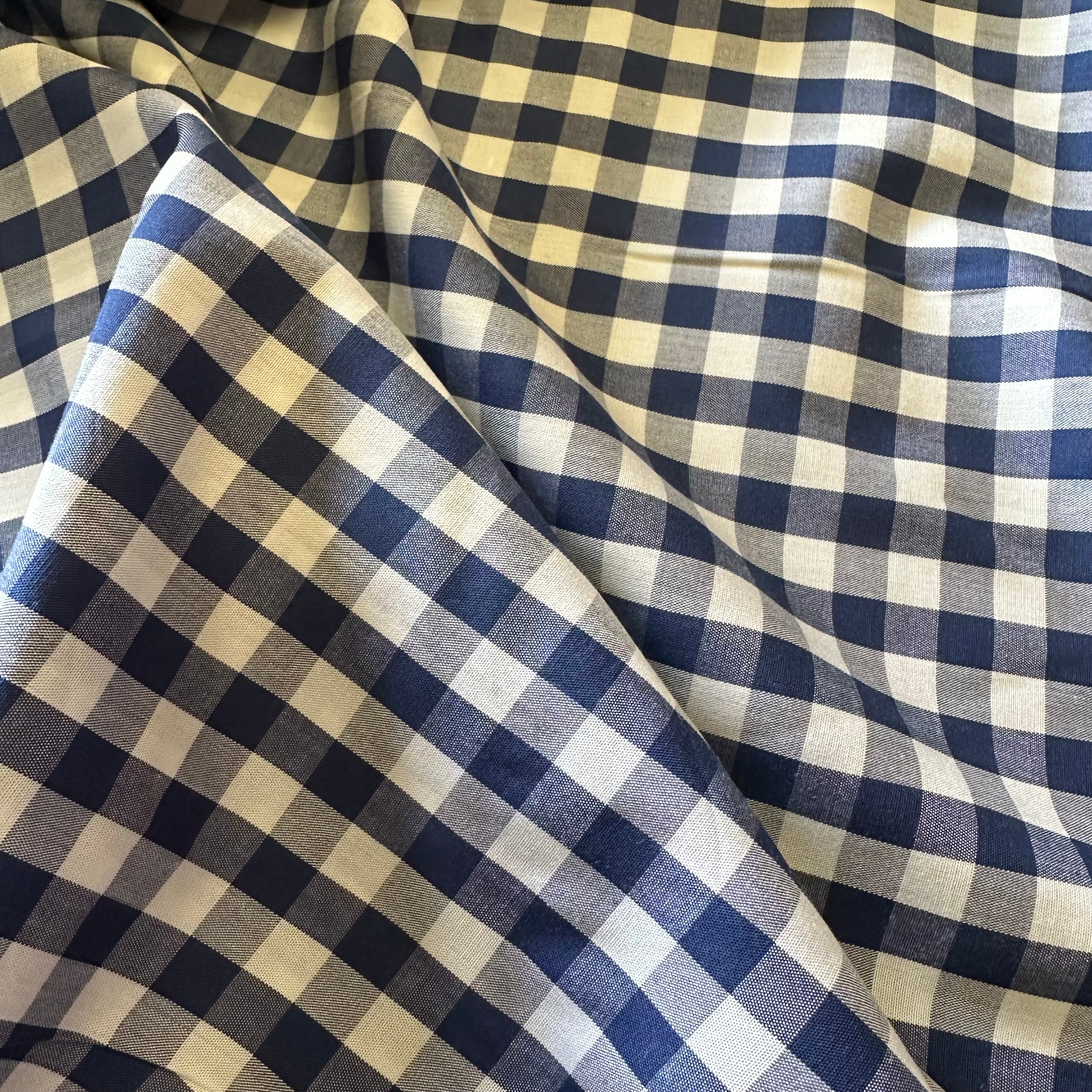 Tencel Viscose gingham - Navy Blue