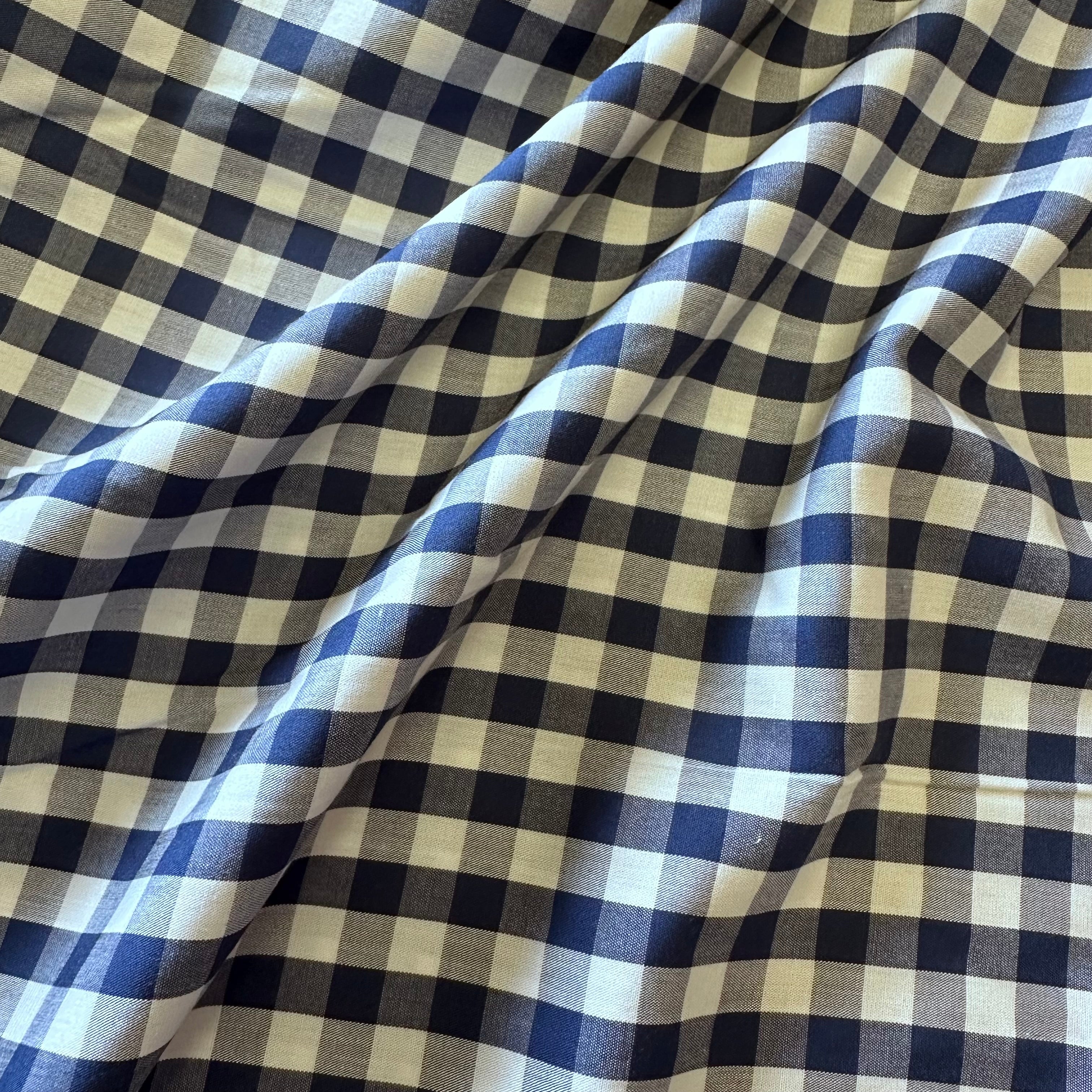 Tencel Viscose gingham - Navy Blue