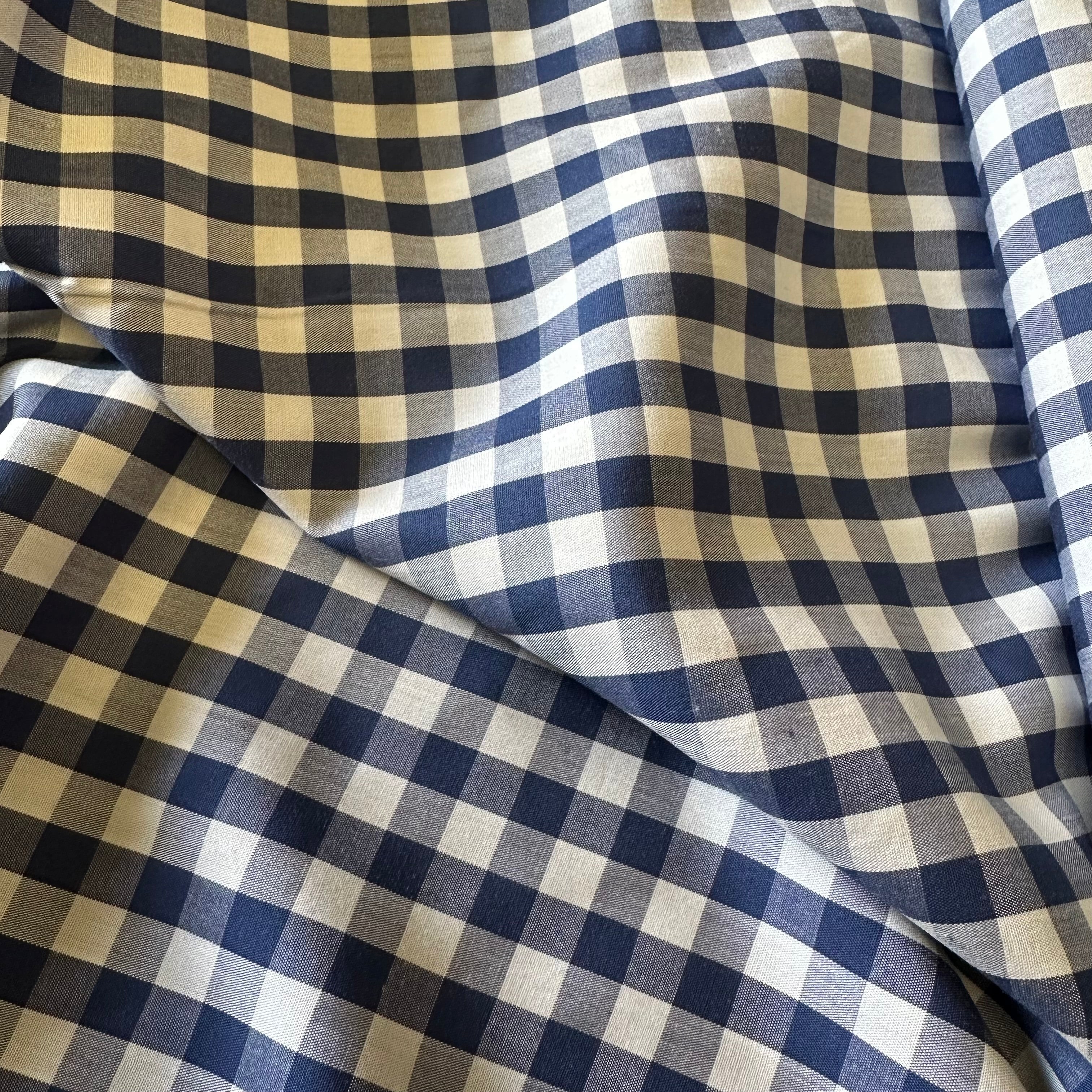 Tencel Viscose gingham - Navy Blue