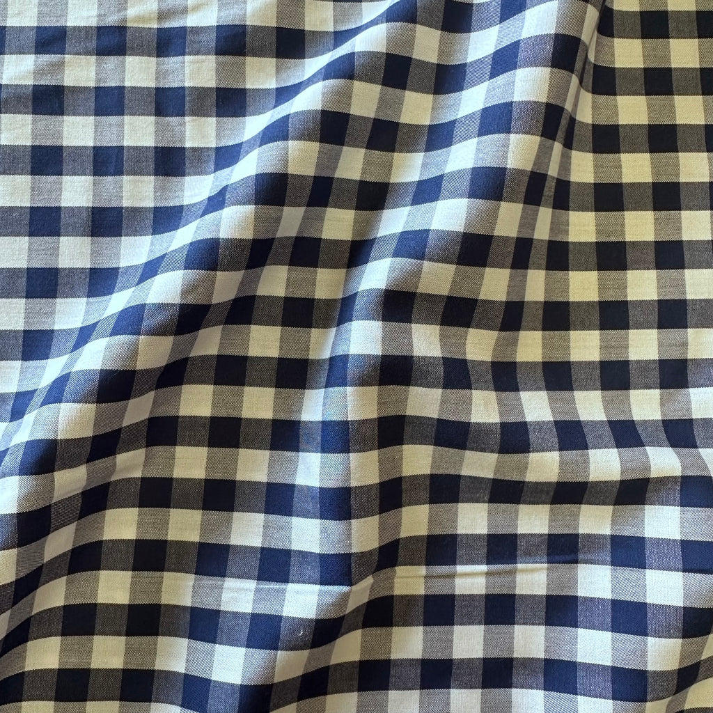 Tencel Viscose gingham - Navy Blue