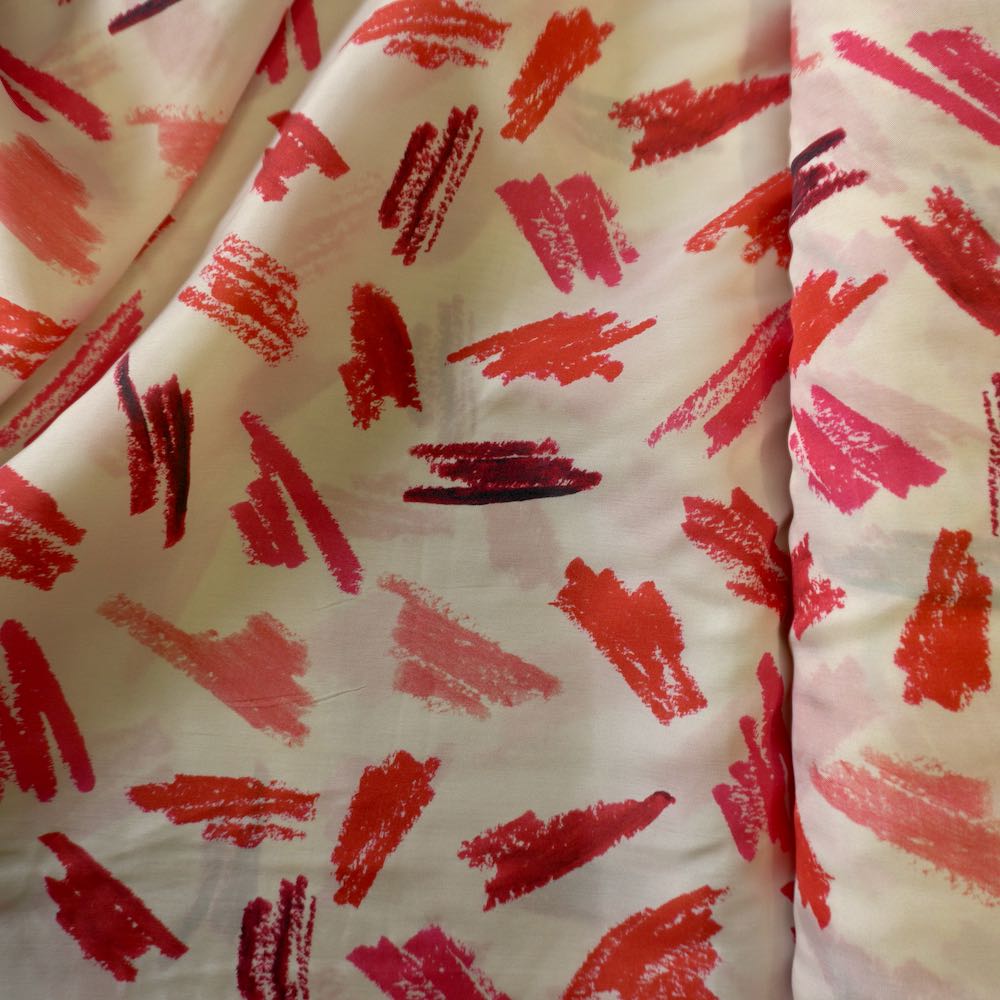 Abstract Lipstick Print Cupro – Lightweight Fluid Fabric