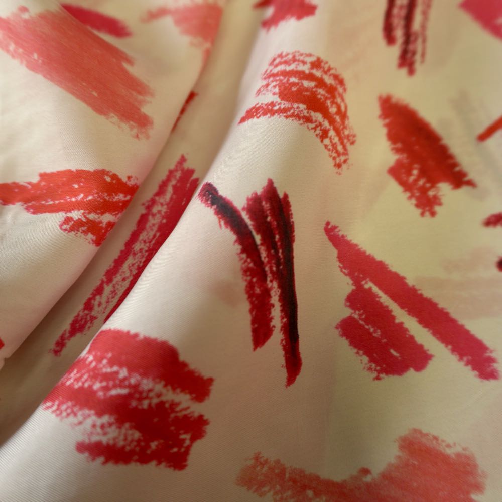 Abstract Lipstick Print Cupro – Lightweight Fluid Fabric