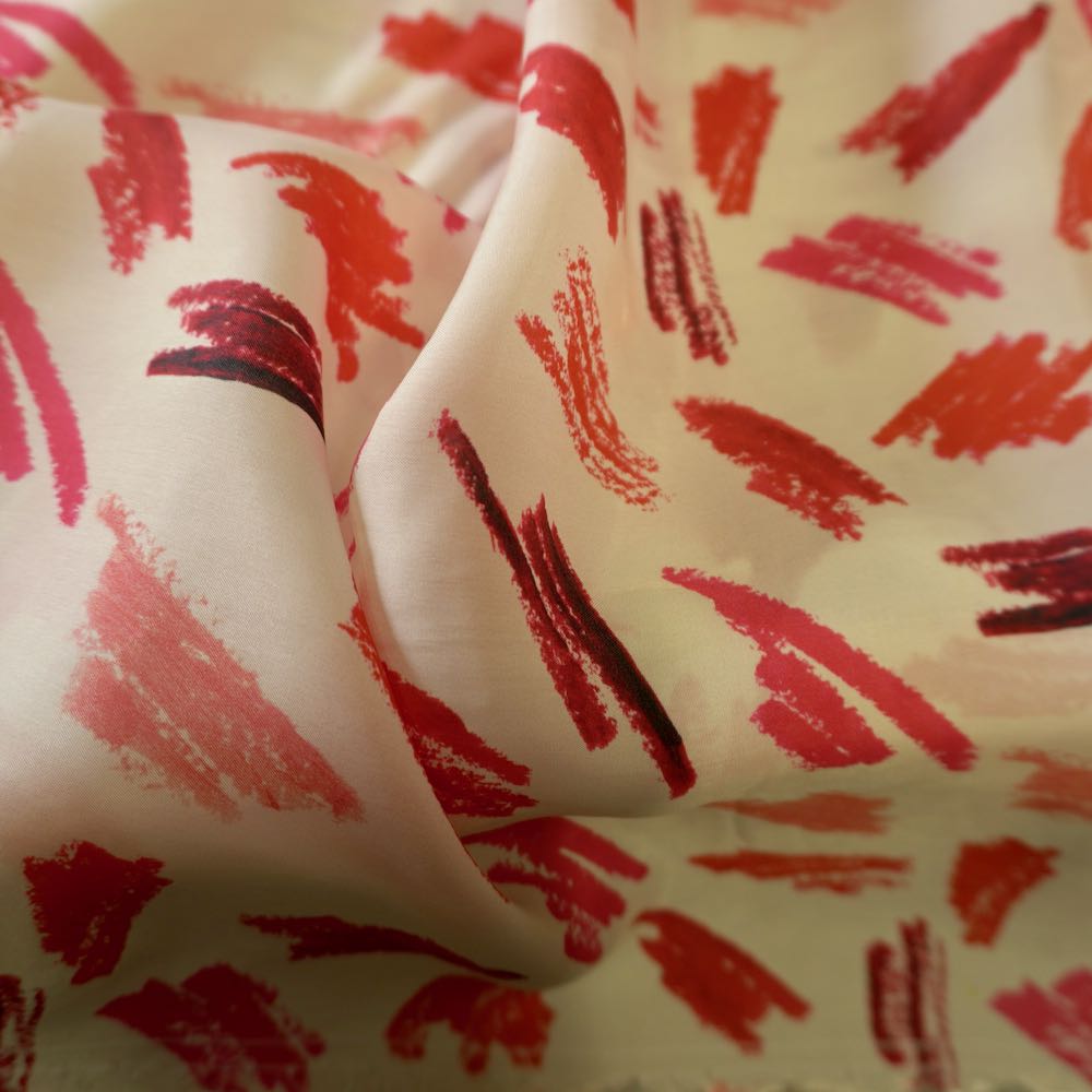 Abstract Lipstick Print Cupro – Lightweight Fluid Fabric