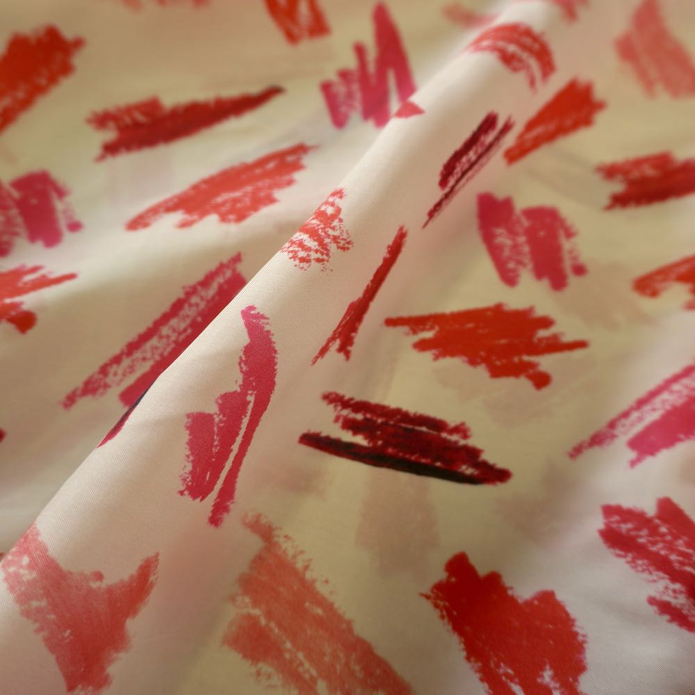 Abstract Lipstick Print Cupro – Lightweight Fluid Fabric