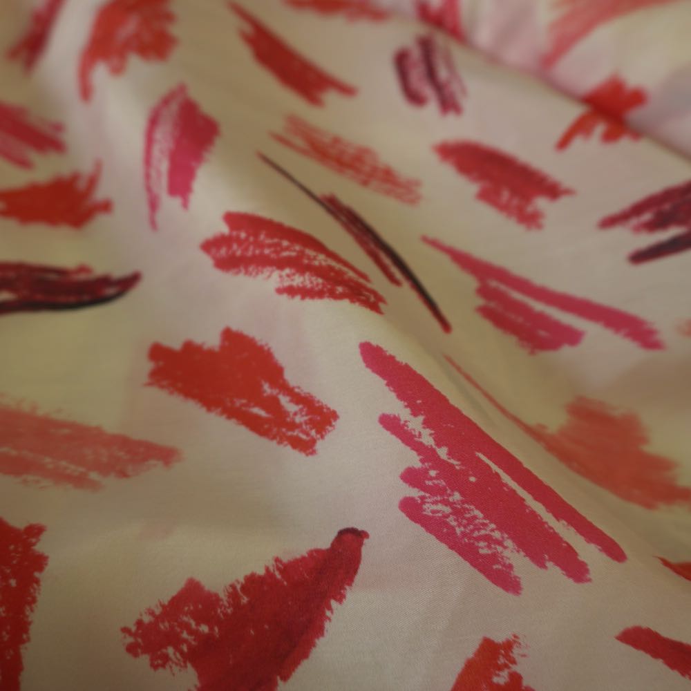 Abstract Lipstick Print Cupro – Lightweight Fluid Fabric