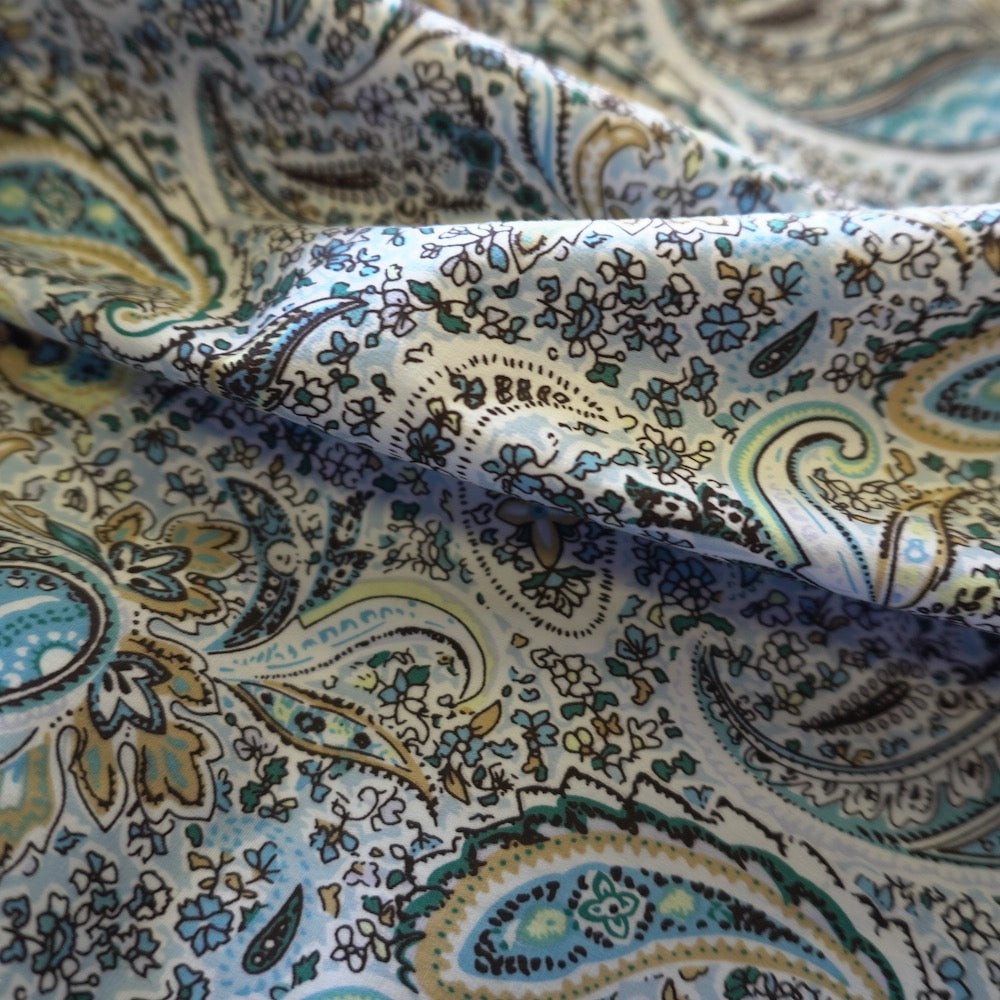 Vintage Paisley Floral Cotton – Blue & Turquoise
