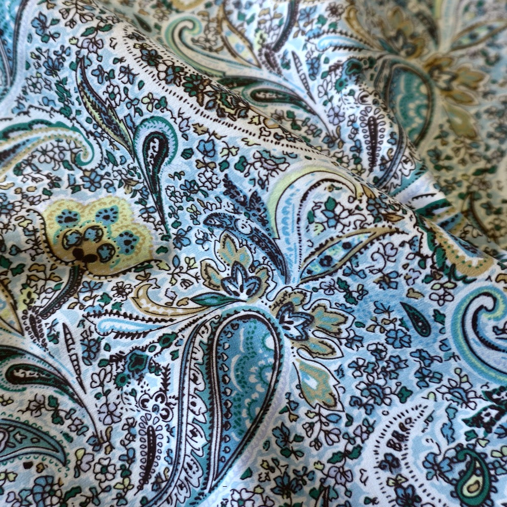 Vintage Paisley Floral Cotton – Blue & Turquoise
