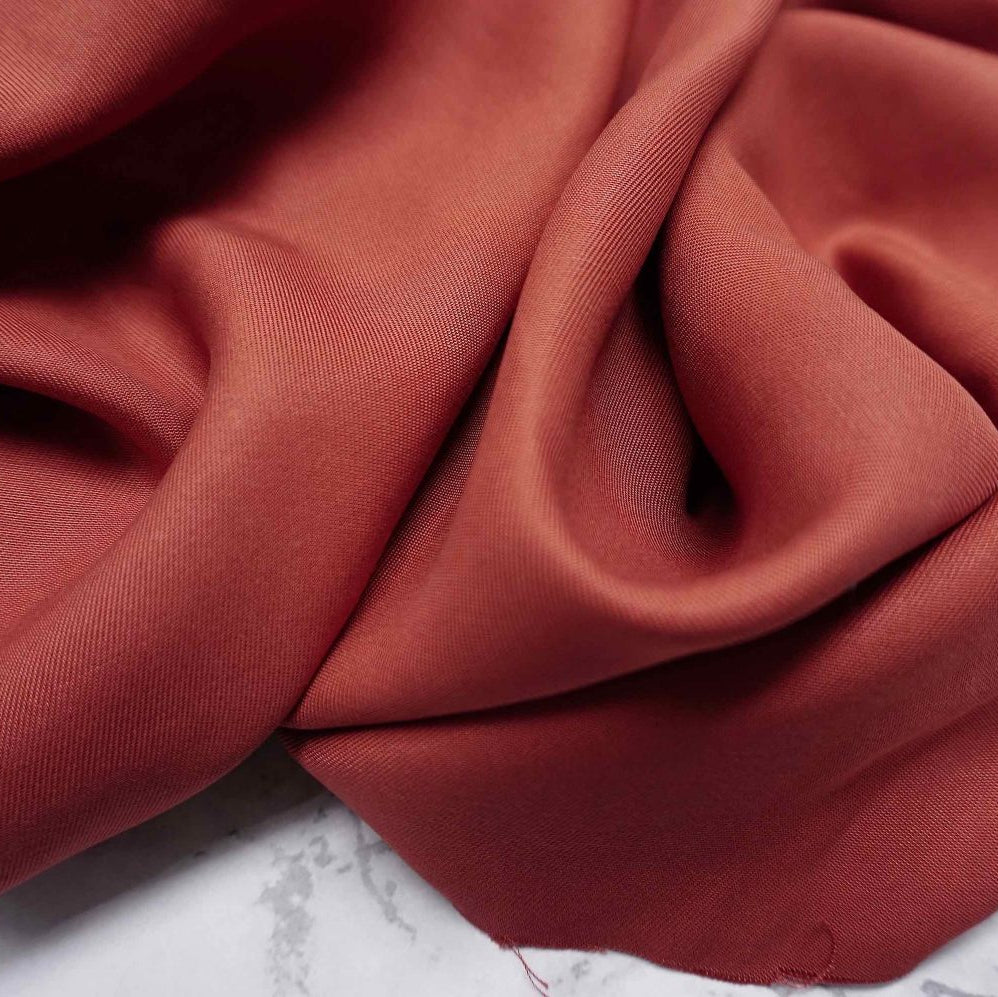 1064-21s Sanded Lenzing Tencel  twill #37 Big Red