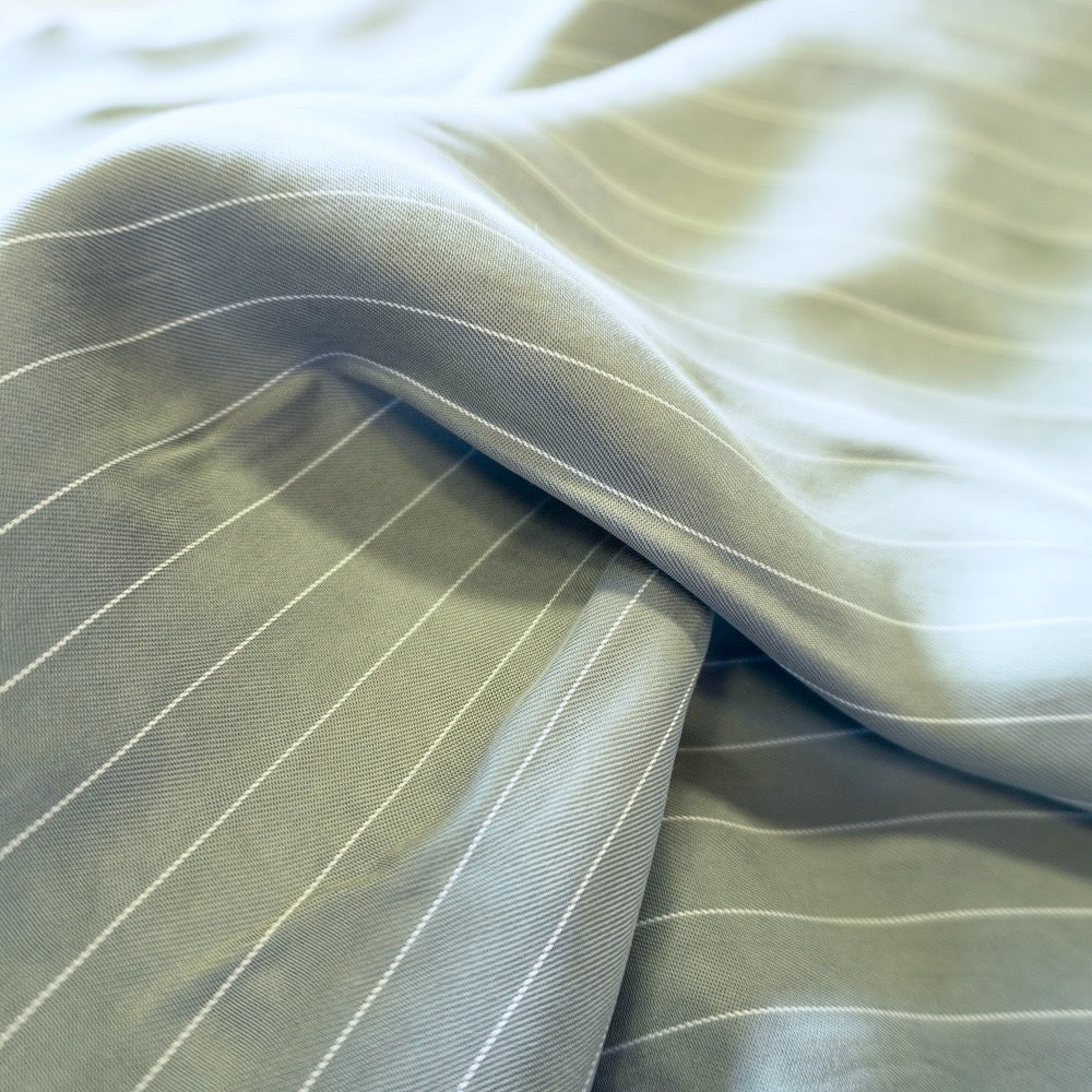 1103 Sanded cupro pin stripe -Sage green