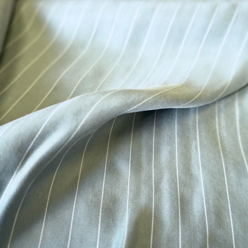 1103 Sanded cupro pin stripe -Sage green