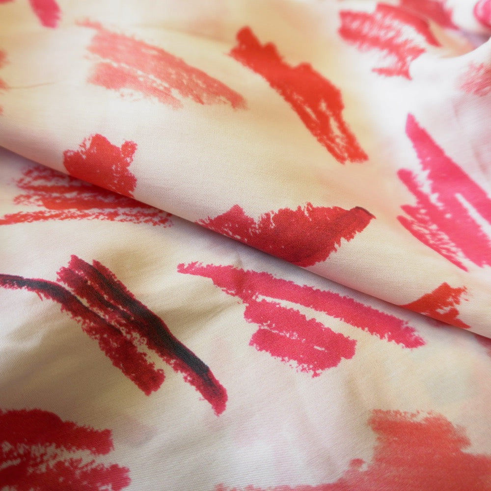 Abstract Lipstick Print Cupro – Lightweight Fluid Fabric