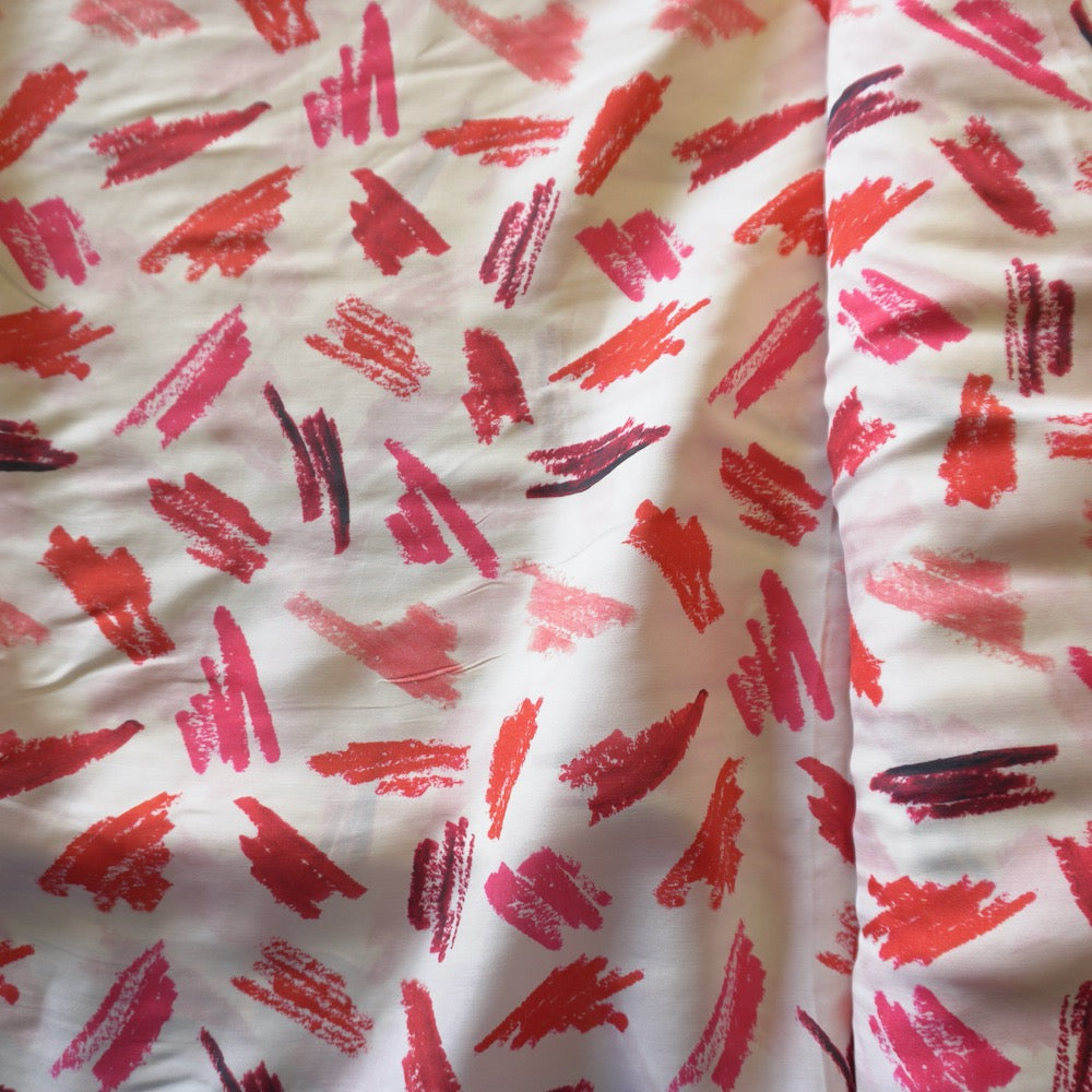 Abstract Lipstick Print Cupro – Lightweight Fluid Fabric