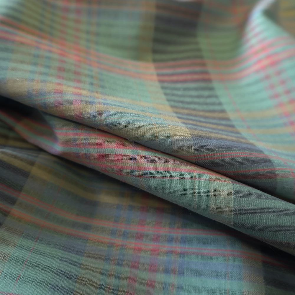 Green Aqua Check Stripe - Yarn Dyed Cotton