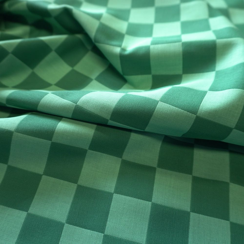 Green Soft Checkerboard Cotton Double Gauze – 3cm