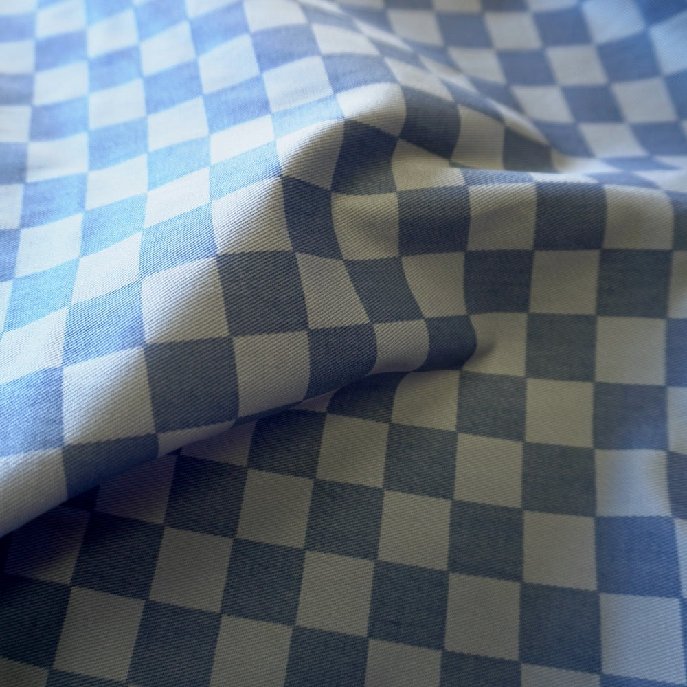Cotton Canvas Checker board - Cornflower Blue