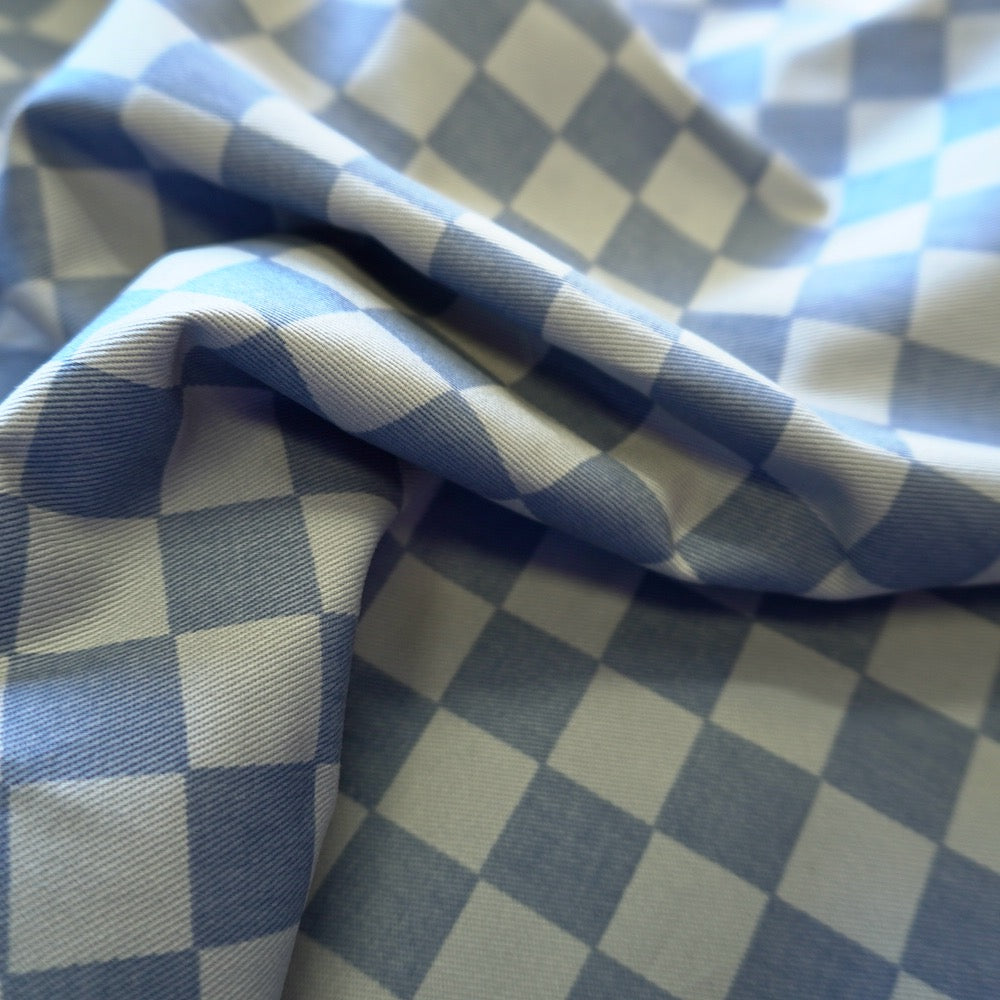 Cotton Canvas Checker board - Cornflower Blue