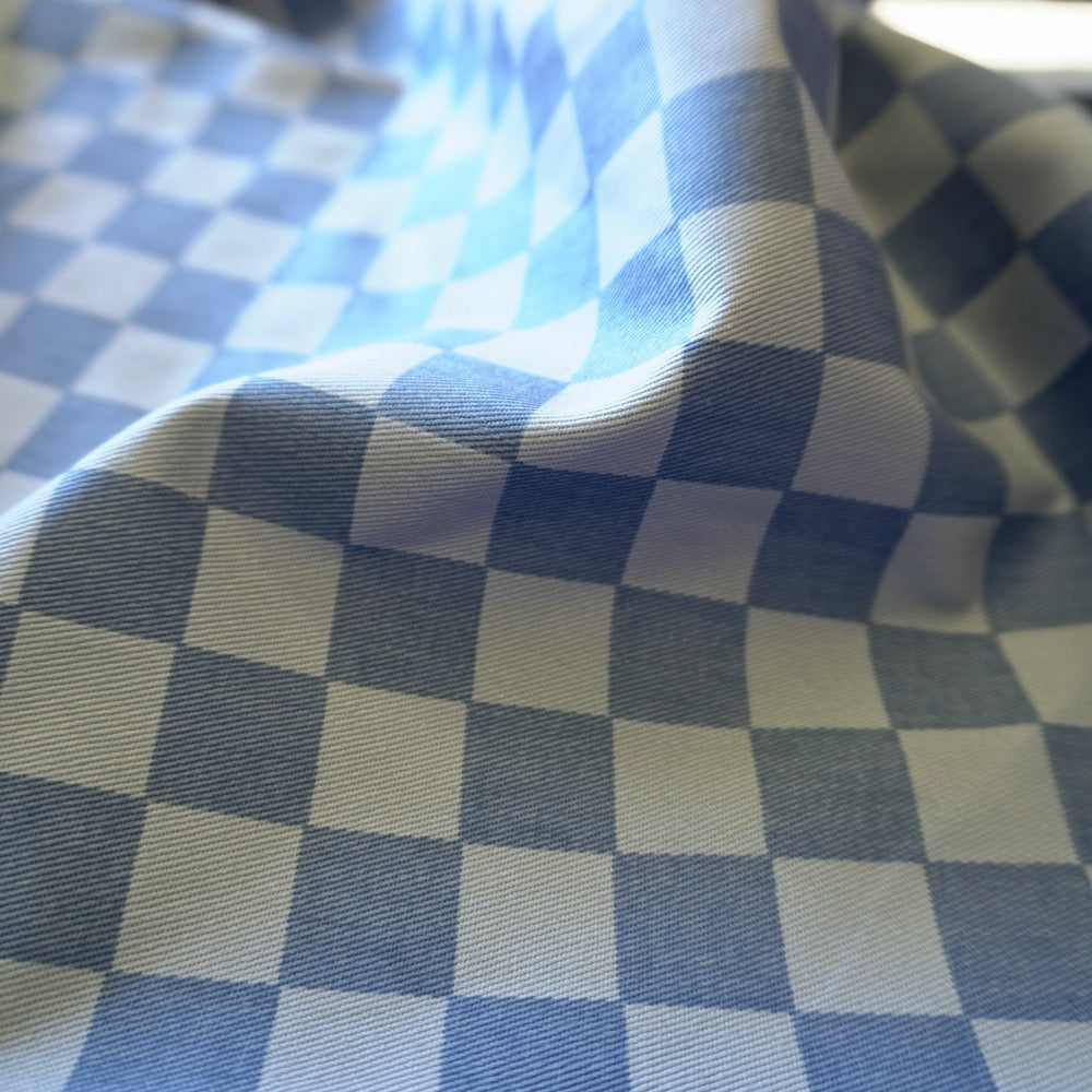 Cotton Canvas Checker board - Cornflower Blue
