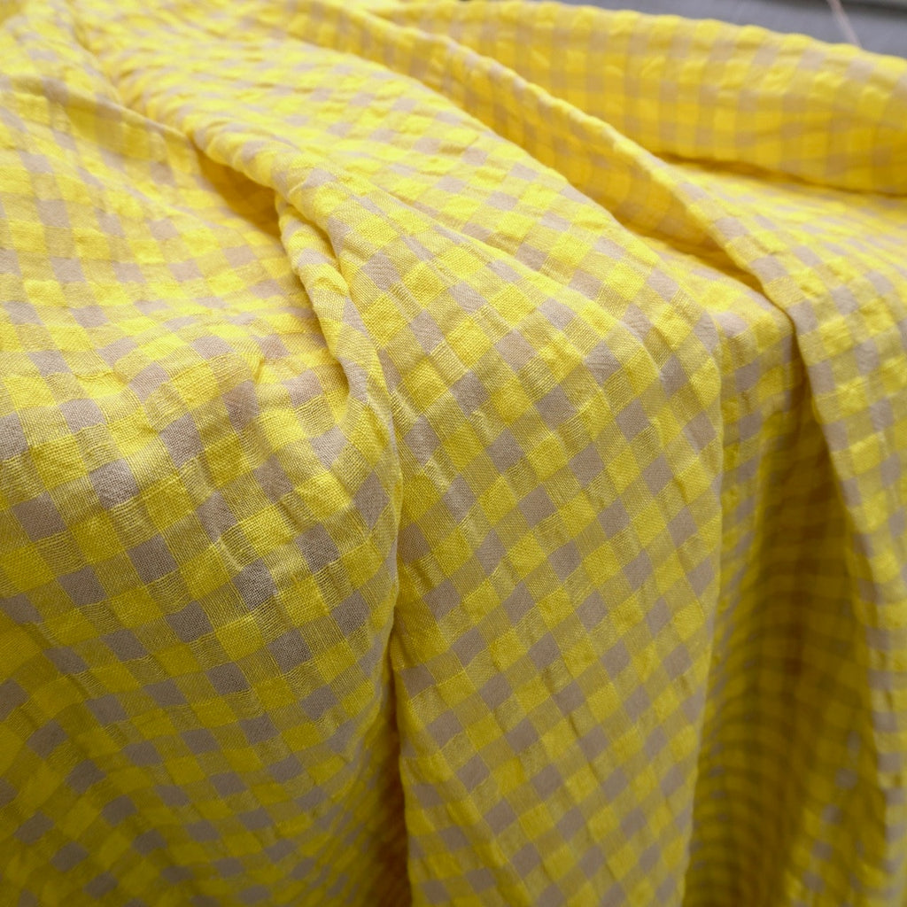 Yarn dyed Linen crinkled gingham – Yellow
