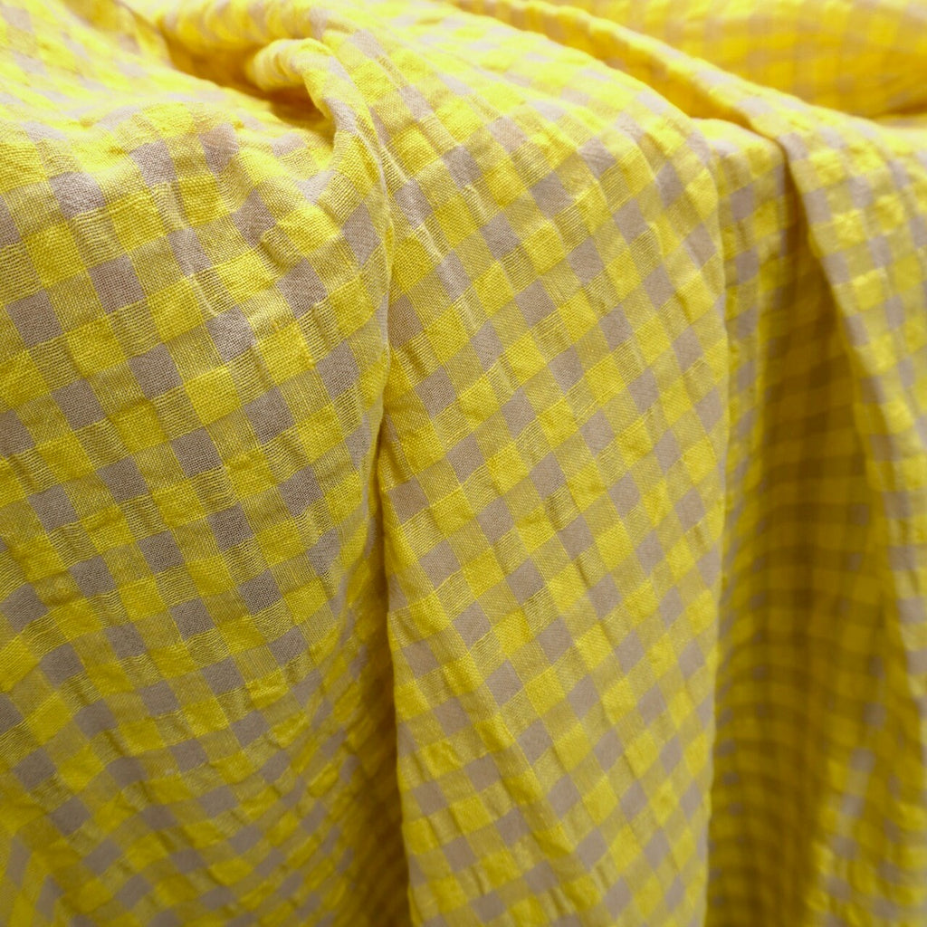Yarn dyed Linen crinkled gingham – Yellow