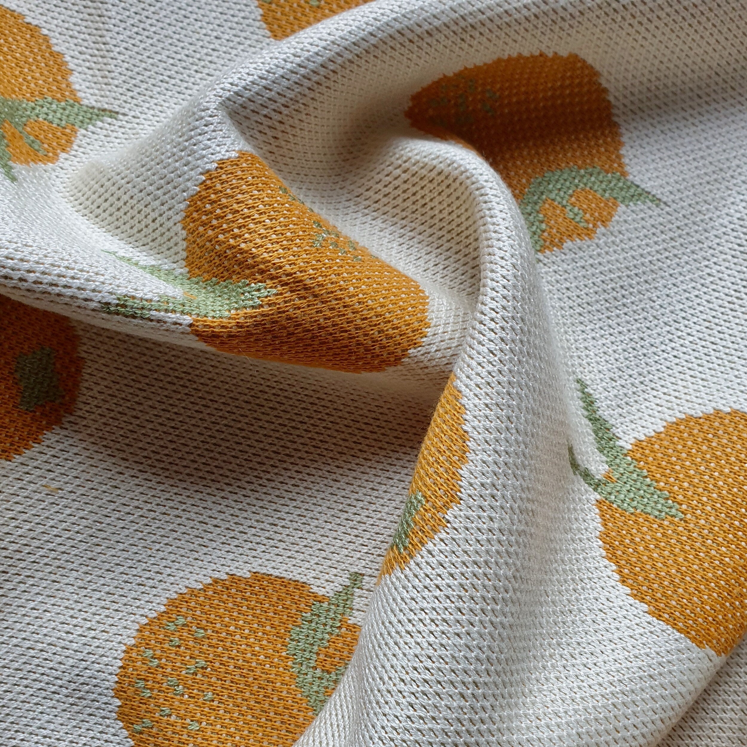 Orange Yarn dyed Knit Jersey Fabric