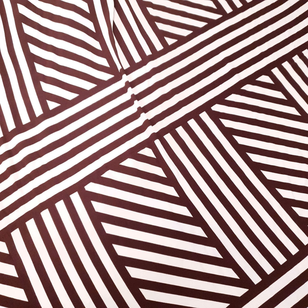 Chocolate and Cream Geometric Tencel Blend Crepe