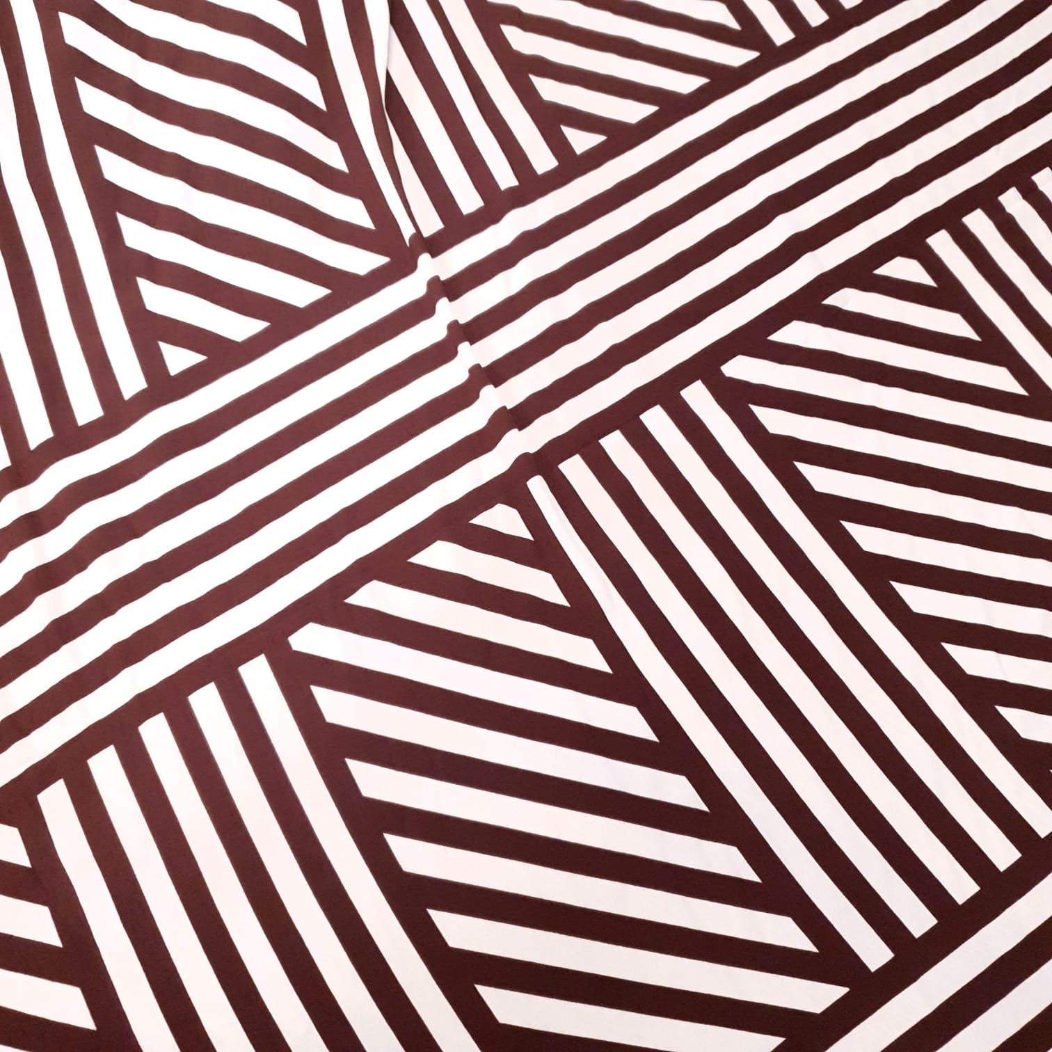 Chocolate and Cream Geometric Tencel Blend Crepe