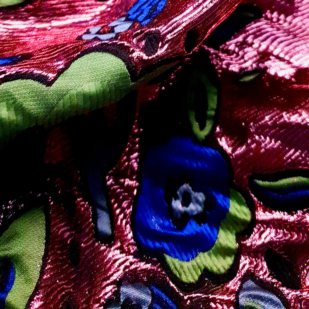 Large scale floral brocade net fabric