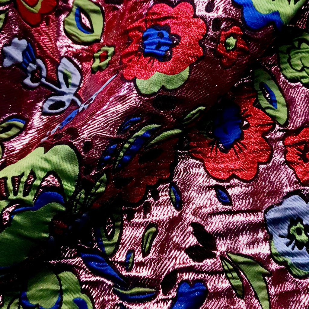 Large scale floral brocade net fabric