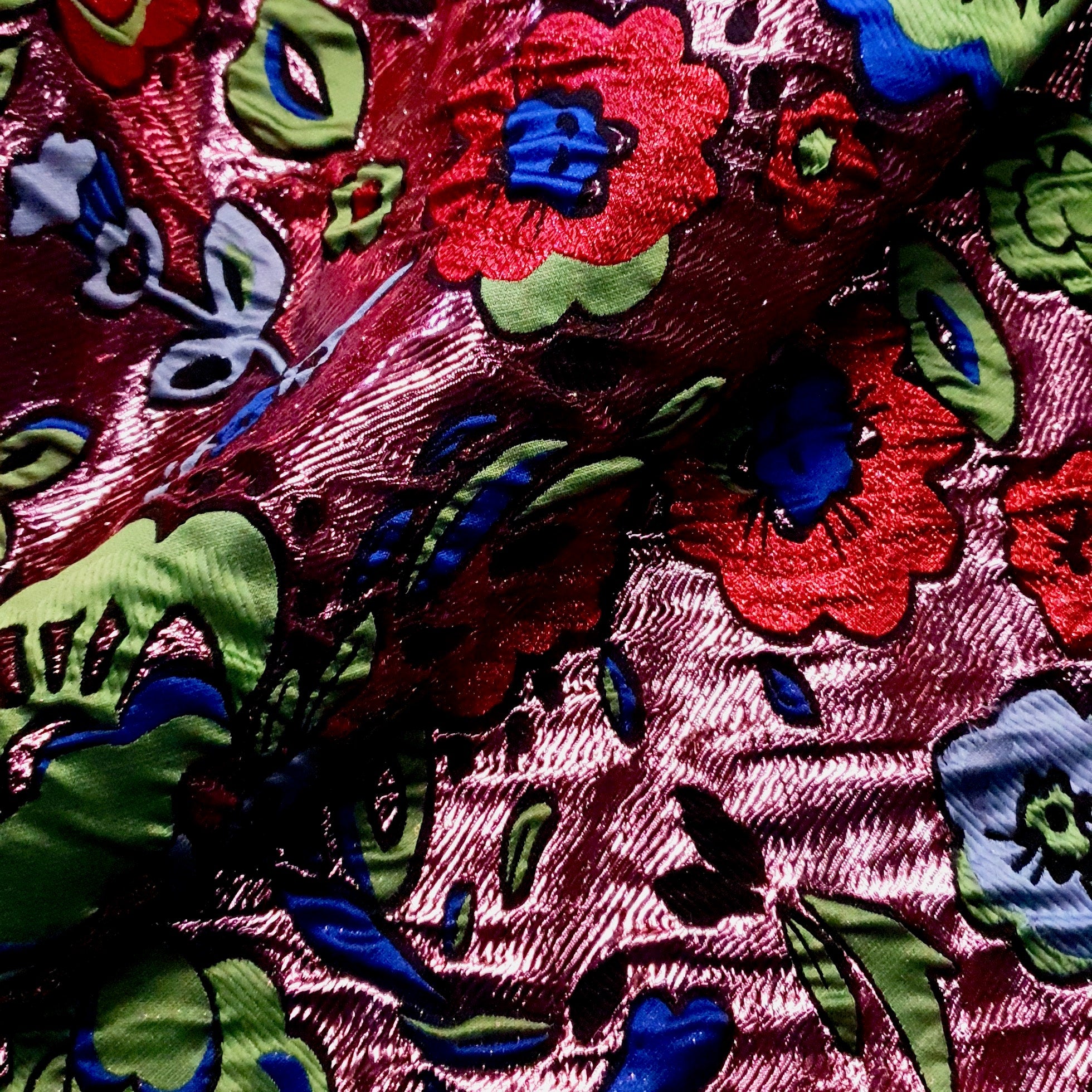 Large scale floral brocade net fabric