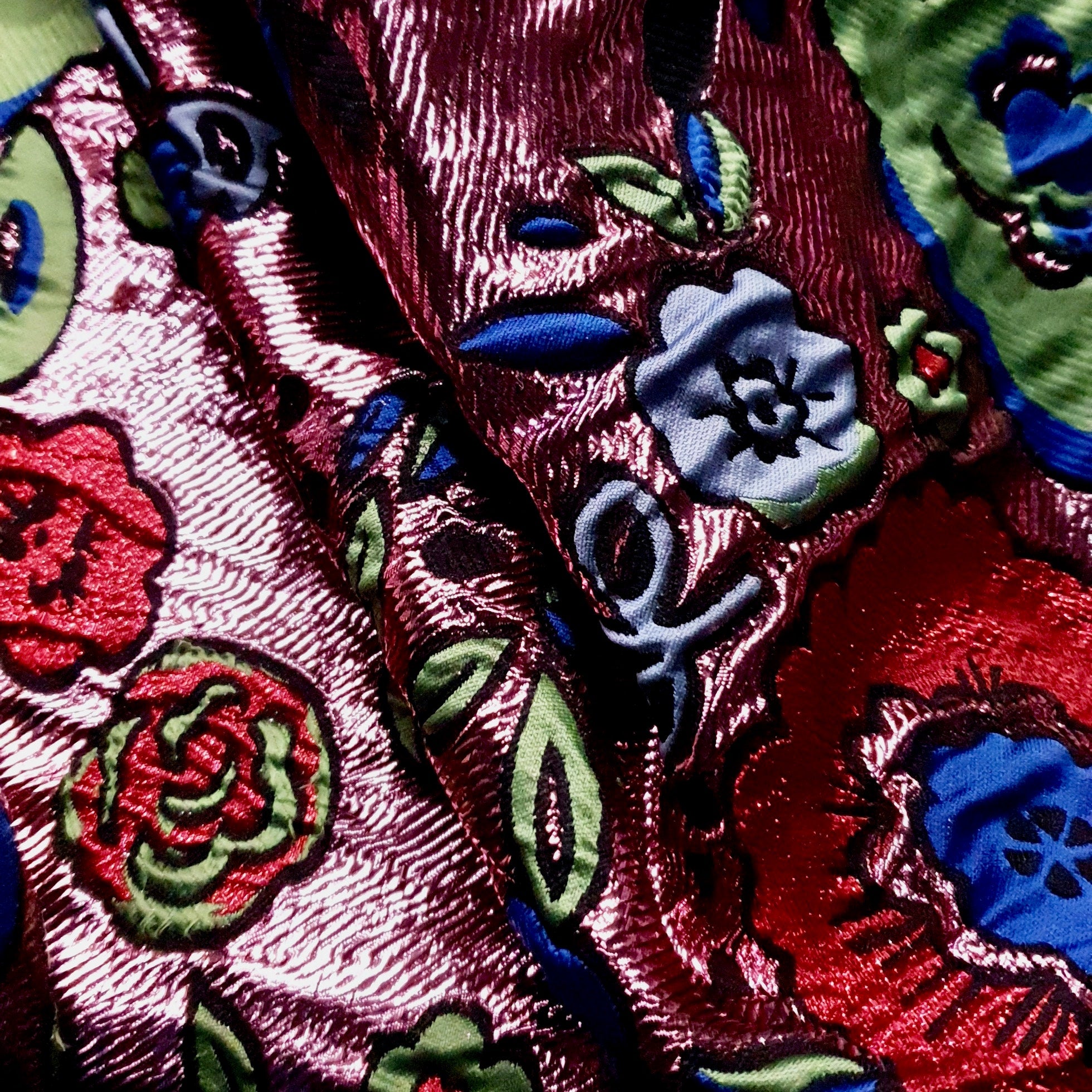 Large scale floral brocade net fabric