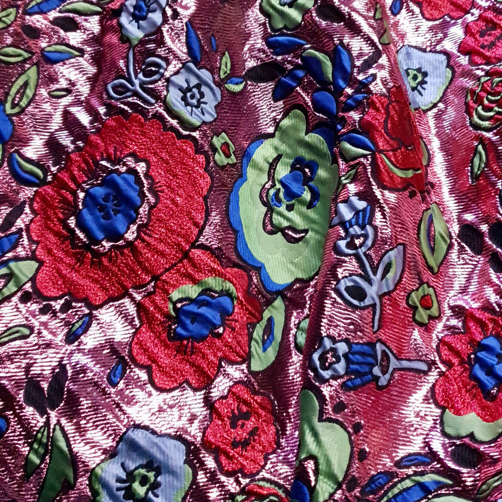 Large scale floral brocade net fabric