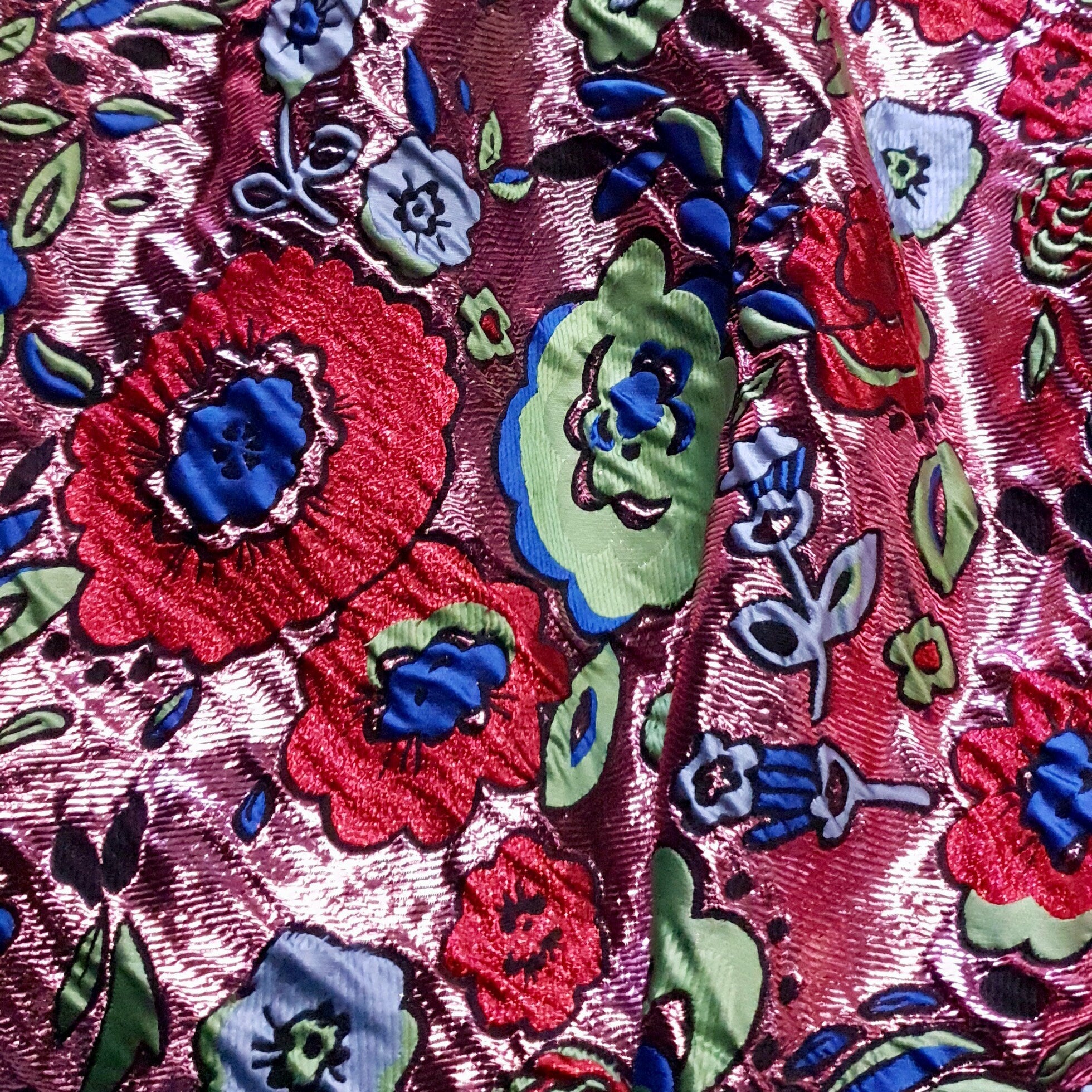 Large scale floral brocade net fabric