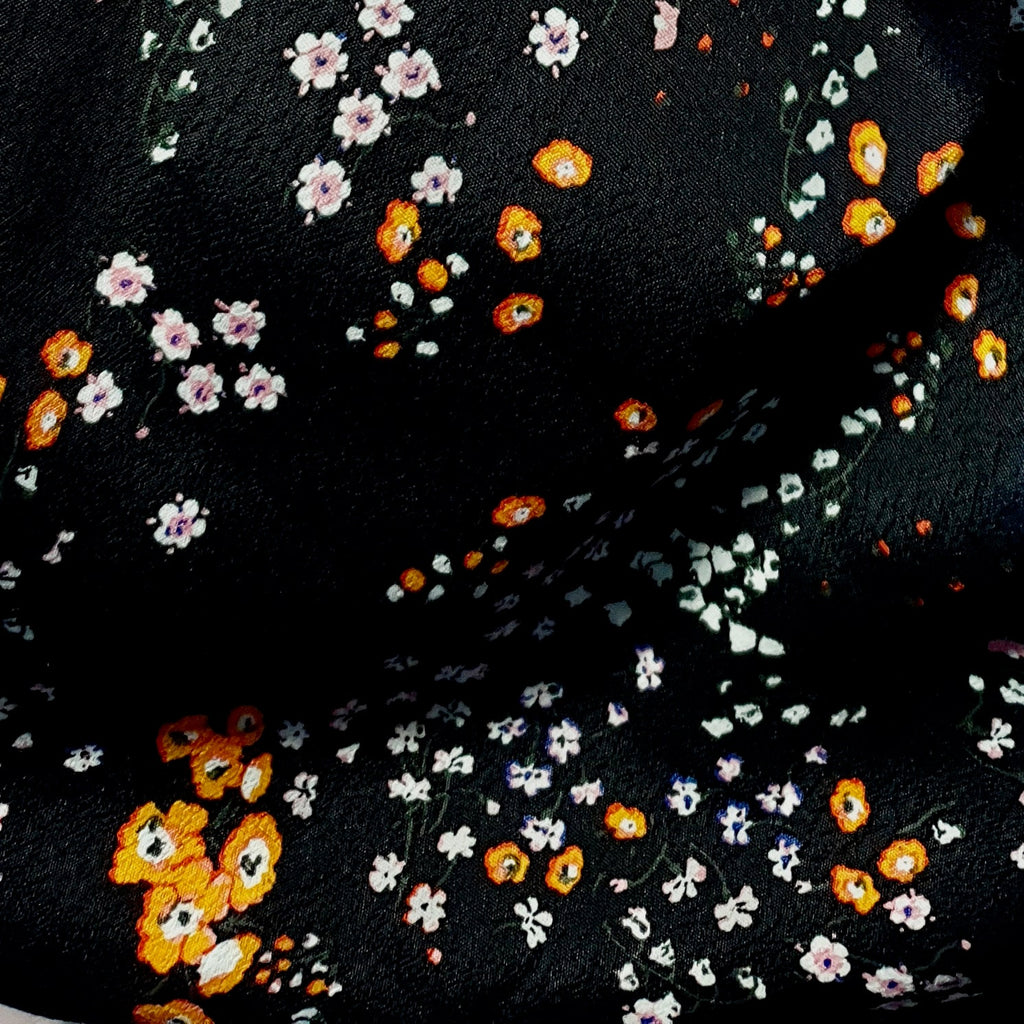 Black Ditsy Floral Tencel Blend Crepe - Voltaire