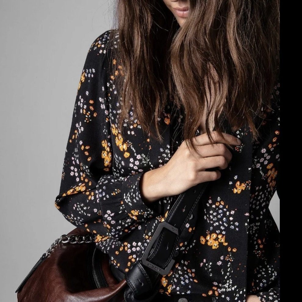Black Ditsy Floral Tencel Blend Crepe - Voltaire