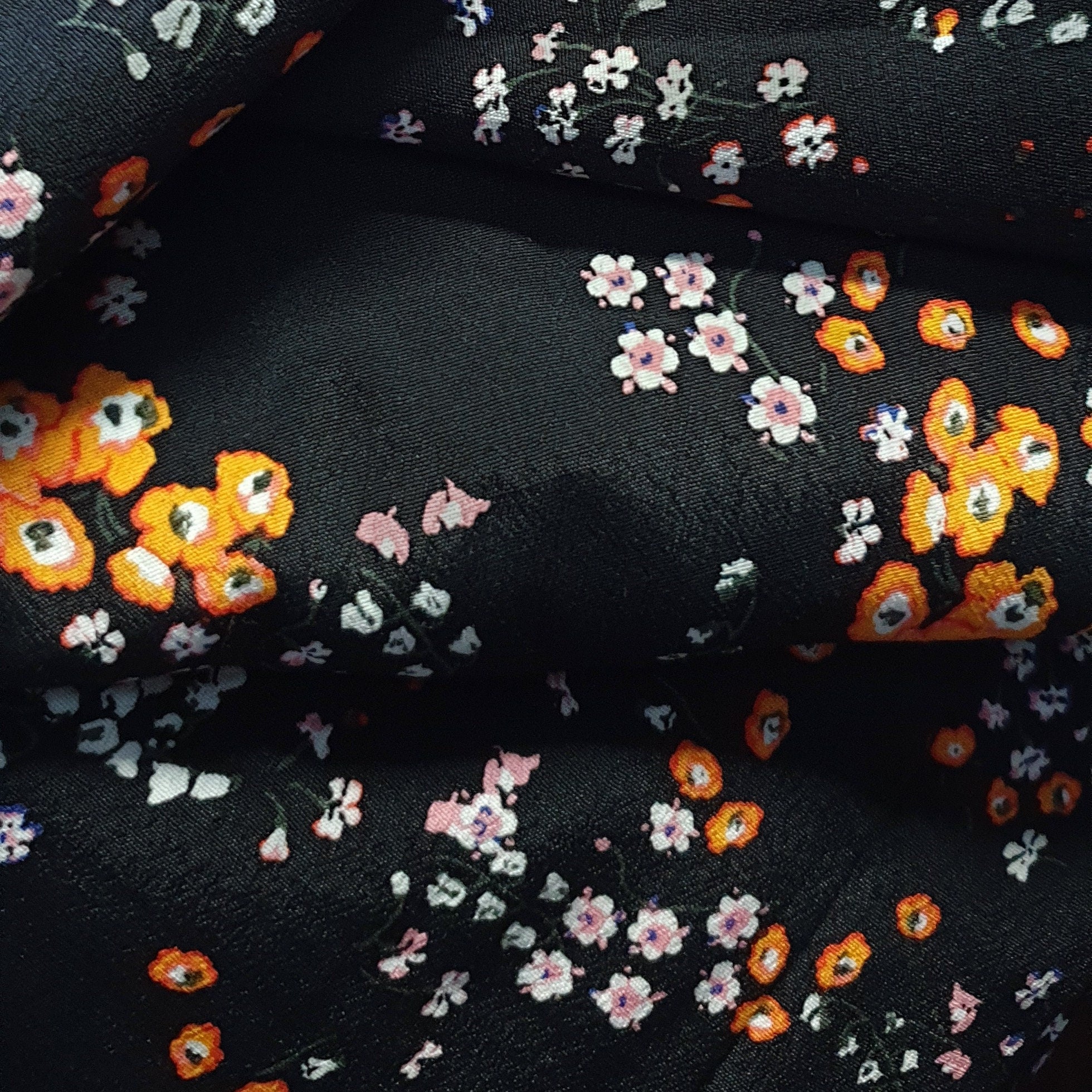 Black Ditsy Floral Tencel Blend Crepe - Voltaire