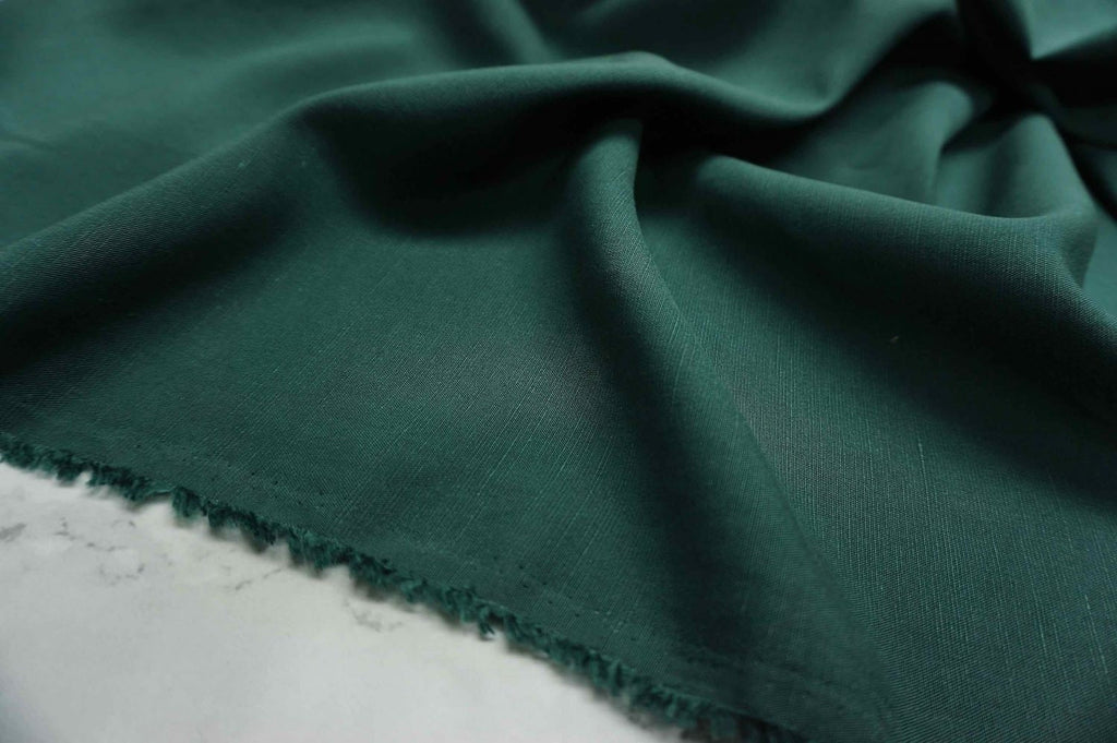 Sanded Tencel linen fabric - dark emerald