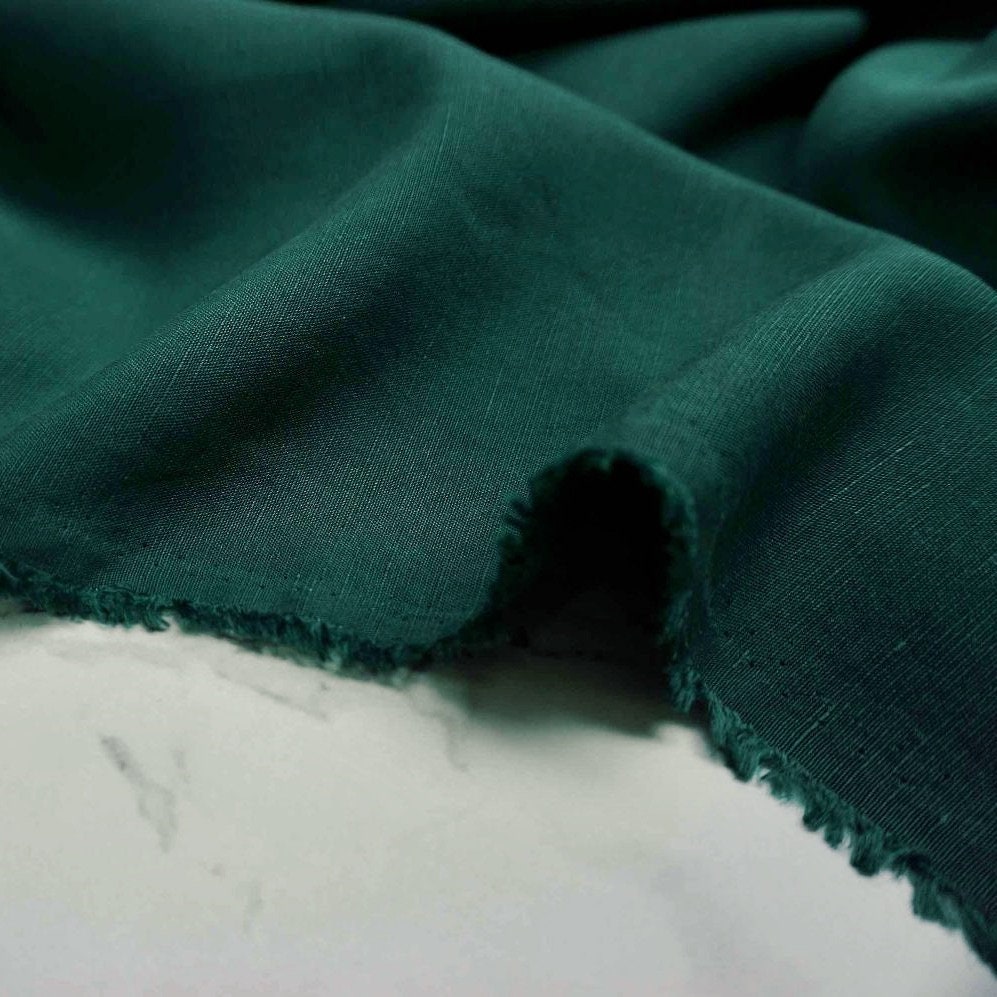 Sanded Tencel linen fabric - dark emerald