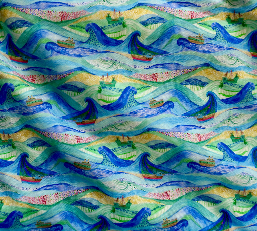 Sail the Seas -  French Terry Sweat shirting Fabric