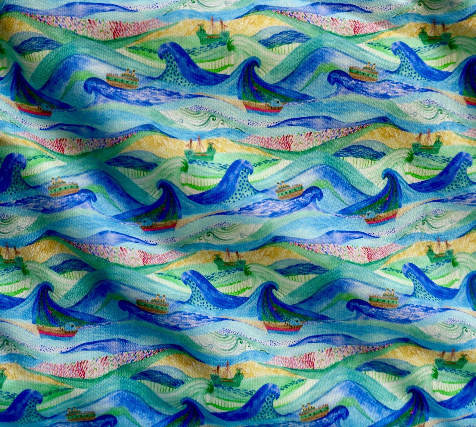 Sail the Seas -  French Terry Sweat shirting Fabric