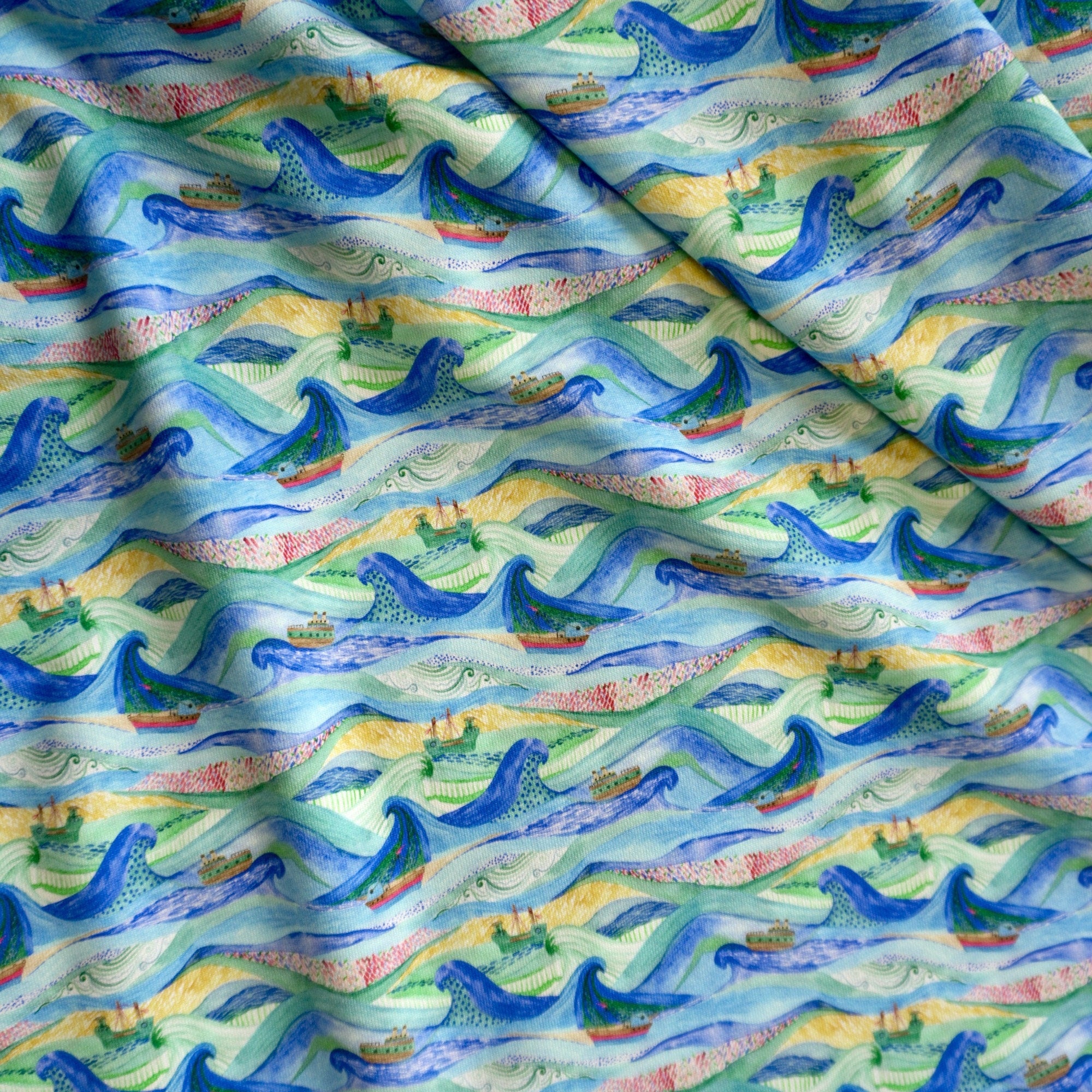 Sail the Seas -  French Terry Sweat shirting Fabric