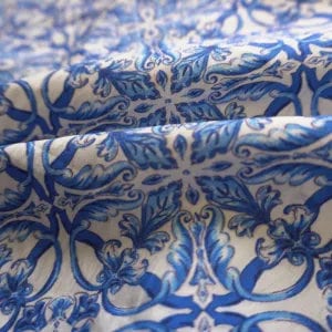 Damask Blue Tencel Print