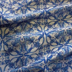 Damask Blue Tencel Print