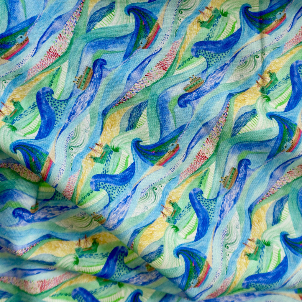 Sail the Seas -  French Terry Sweat shirting Fabric