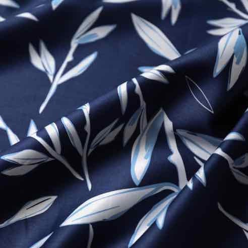 Japanese silver leaves cotton sateen fabric