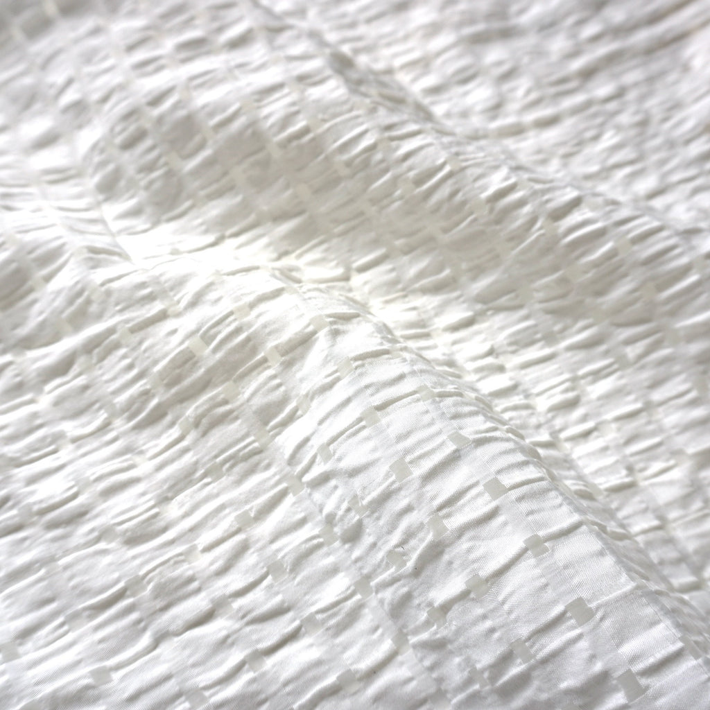 Puckered seersucker Gingham Bubble -Pearl white