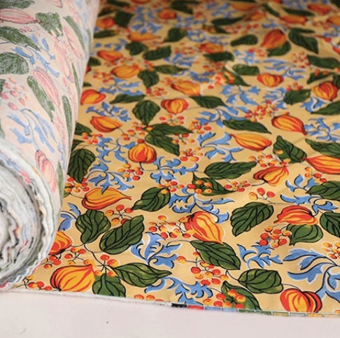 PERSIMMONS CAPRI LINEN print fabric