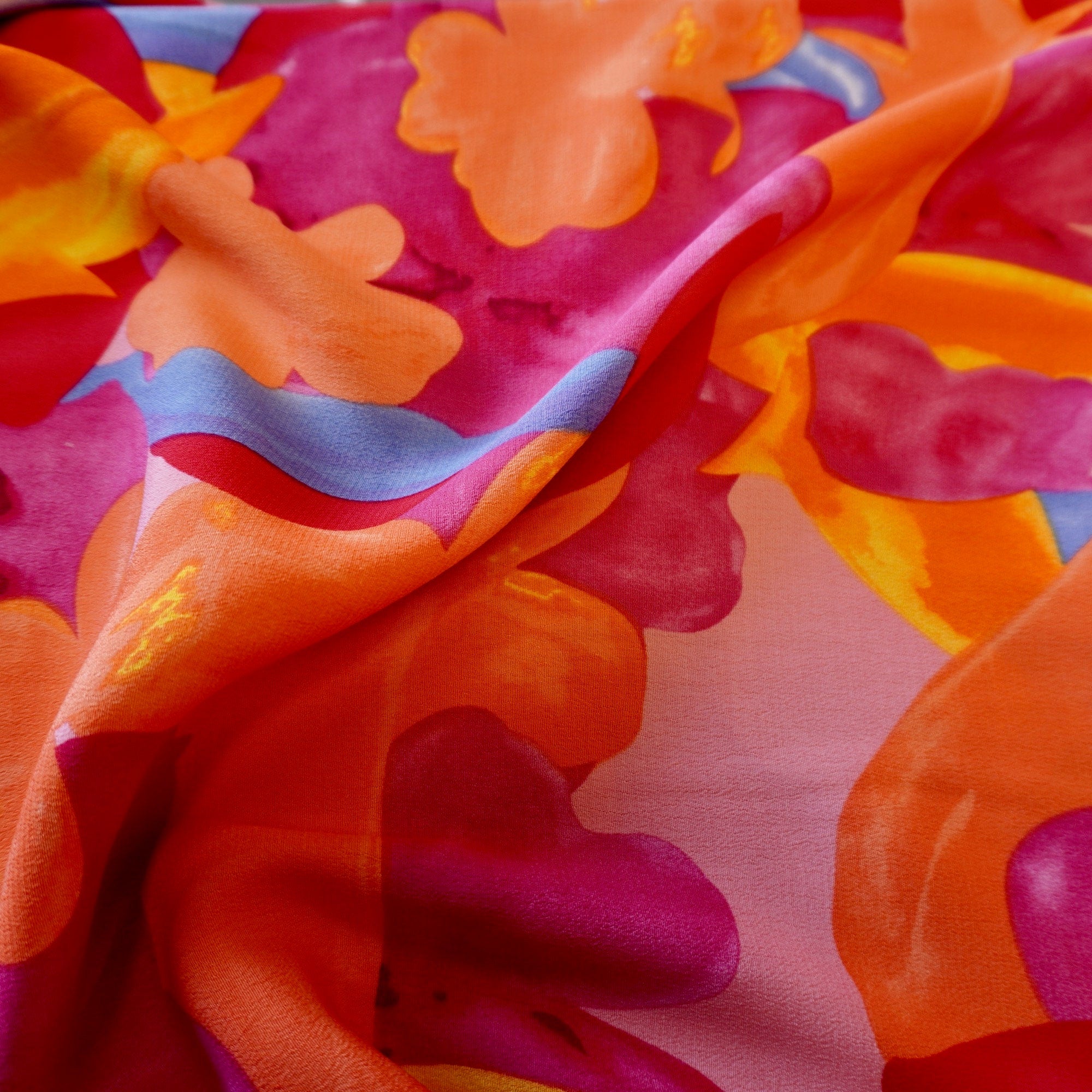Tropical sunset dual crepe viscose fabric