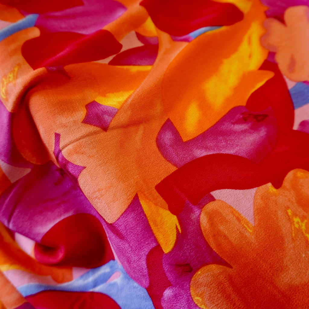 Tropical sunset dual crepe viscose fabric