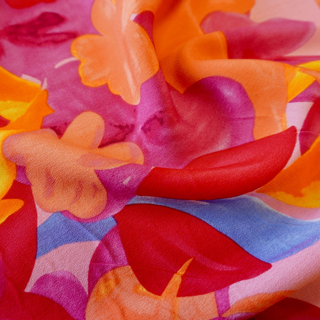 Tropical sunset dual crepe viscose fabric